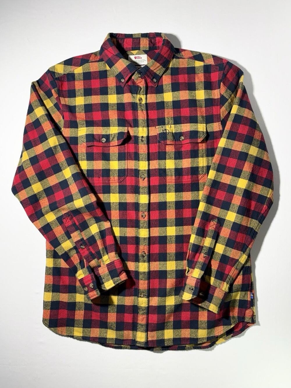 Fjallraven Skog Men’s XL Slim Fit Flannel Shirt Red/Yellow/Black Plaid Durable